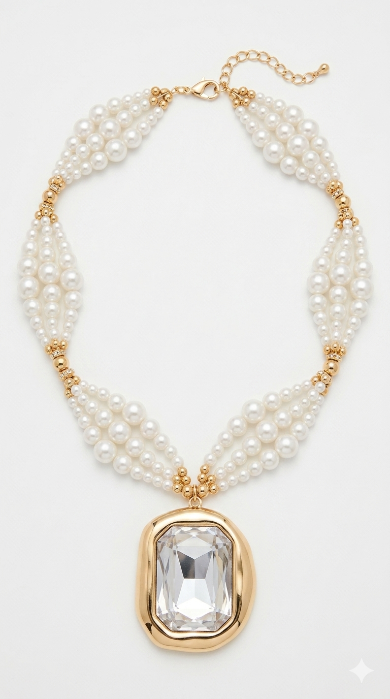 Collar Perlas y Piedra